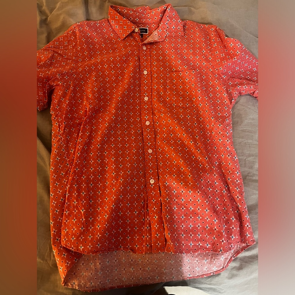 Club Room Men’s Short Sleeve Button Up Shirt, Sz Large Men’s